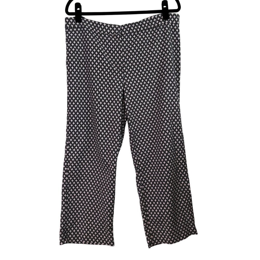 J.Jill Women's Chino Stretch Geometric Floral Print Office Cropped Pant Size 16